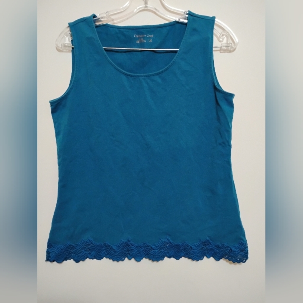 COLDWATER CREEK Blue Sleeveless Top 95%COTTON 5%SPANDEX M 10-12
